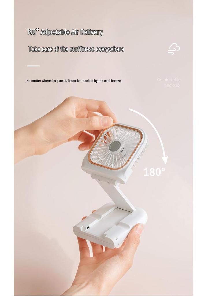 Ultra-Thin Foldable Handheld Neck-Hanging Mini Fan with USB Charging and Digital Display