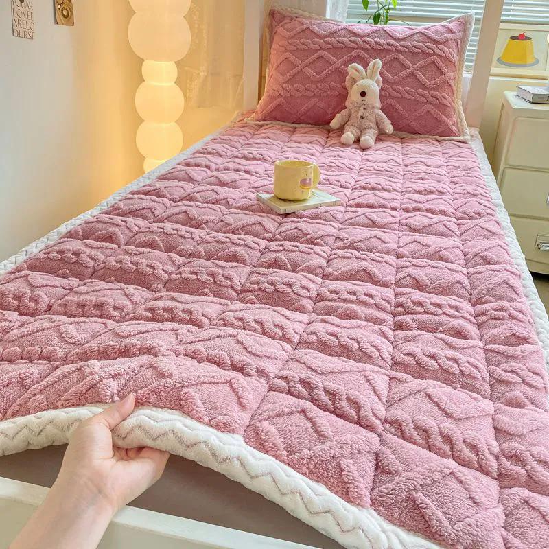 WTEMPO Plush Foldable Mattresses Solid Clor Single and Double Mattresses Student Dormitory Thickened All Seasons Home-use Soft Velvet Mattresses