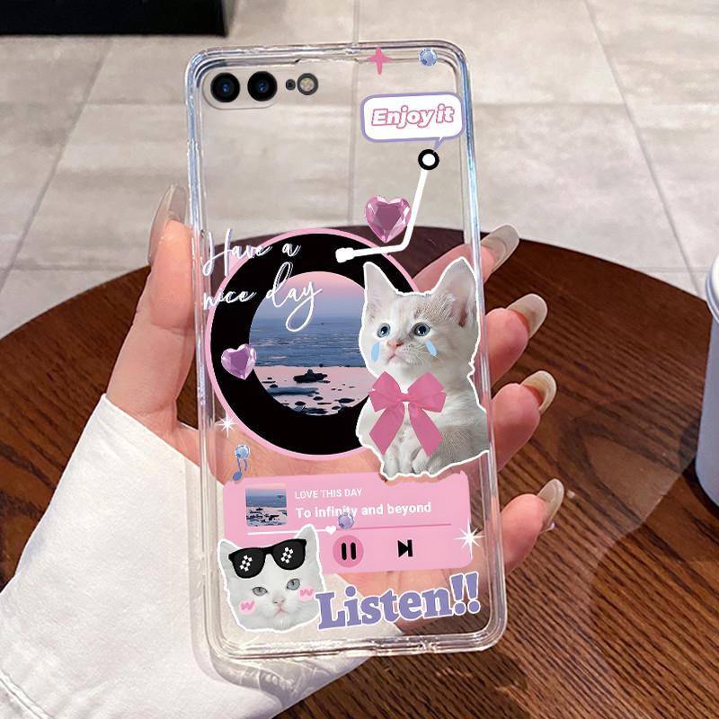Jelly Casing For iPhone 7 Plus / 8 Plus Clear Silicone Soft TPU Back Cover Capa For iPhone 8 Plus Cute Rabbit Cat Phone Case
