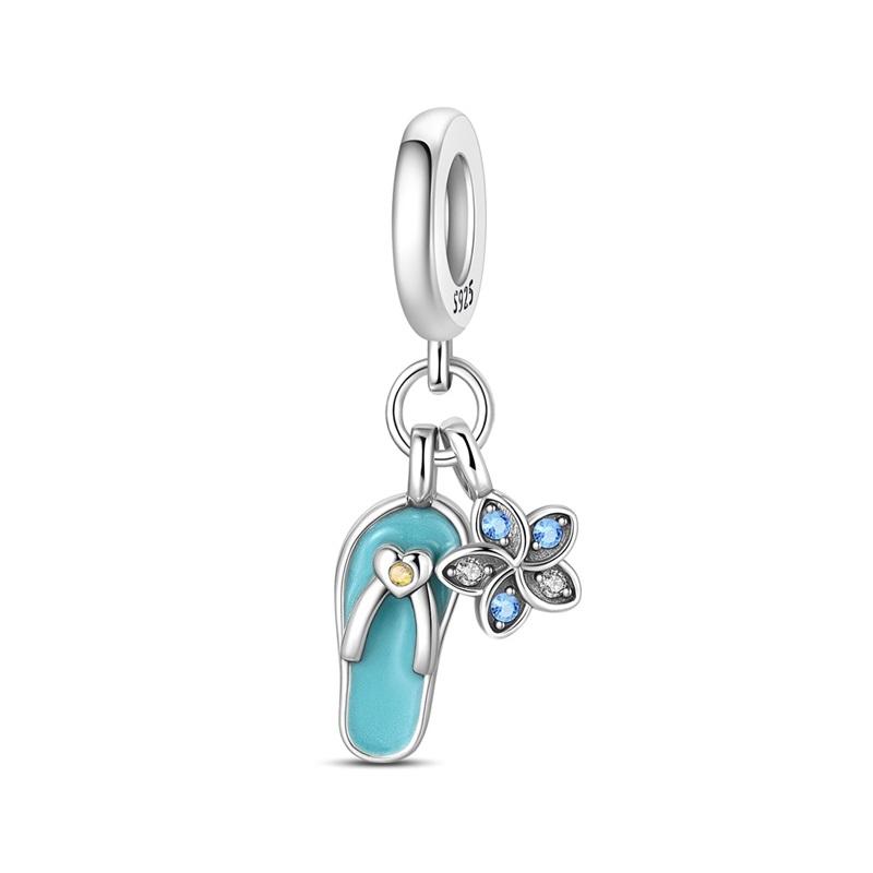 Copper Cross Birthday Stone Silicon Stop Charms Bead Dolphin Horseshoe Pendant For Original Bracelet Women Jewelry