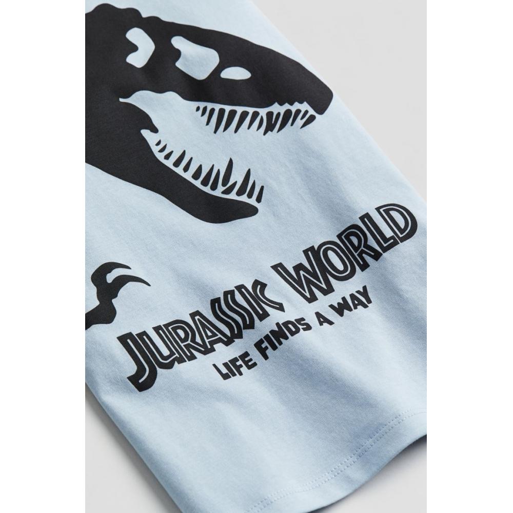 

Хлопковая футболка с принтом HM Голубая «Мир Юрского периода»