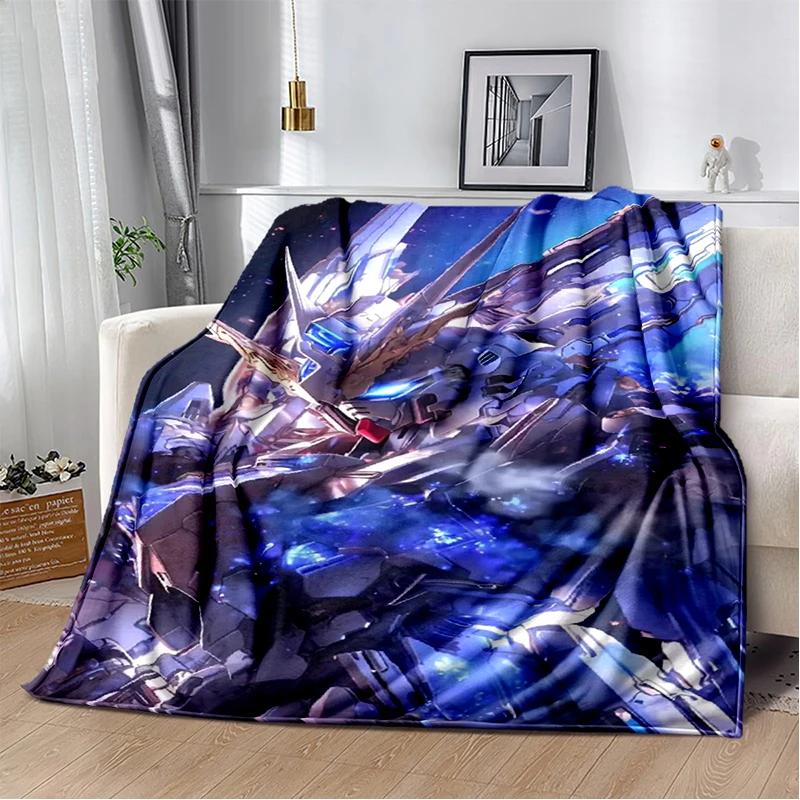 HD Robot GUNDAM Cartoon Soft Flannel Blanket for Bed Bedroom Sofa Picnic,Throw Blanket for Cover Office Christmas Gift Kids
