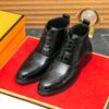 Men Brogues Boots Motorcycle Casual Ankle Boots Wingtip Dress Formal High Top Black White Leather Boots Over Sized
