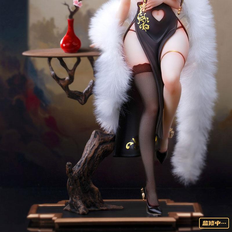 Beautiful 1/6 Scale Anime Figure Chinese Cheongsam Phoenix Design With Real Fishnet Stockings Furry Shawl For Anime Collectors