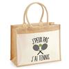 Beach Bag - PLANETEE - Jute with Pocket Crossed Rackets I Can't - Cotton - Multicolour - 43x33 Cm
