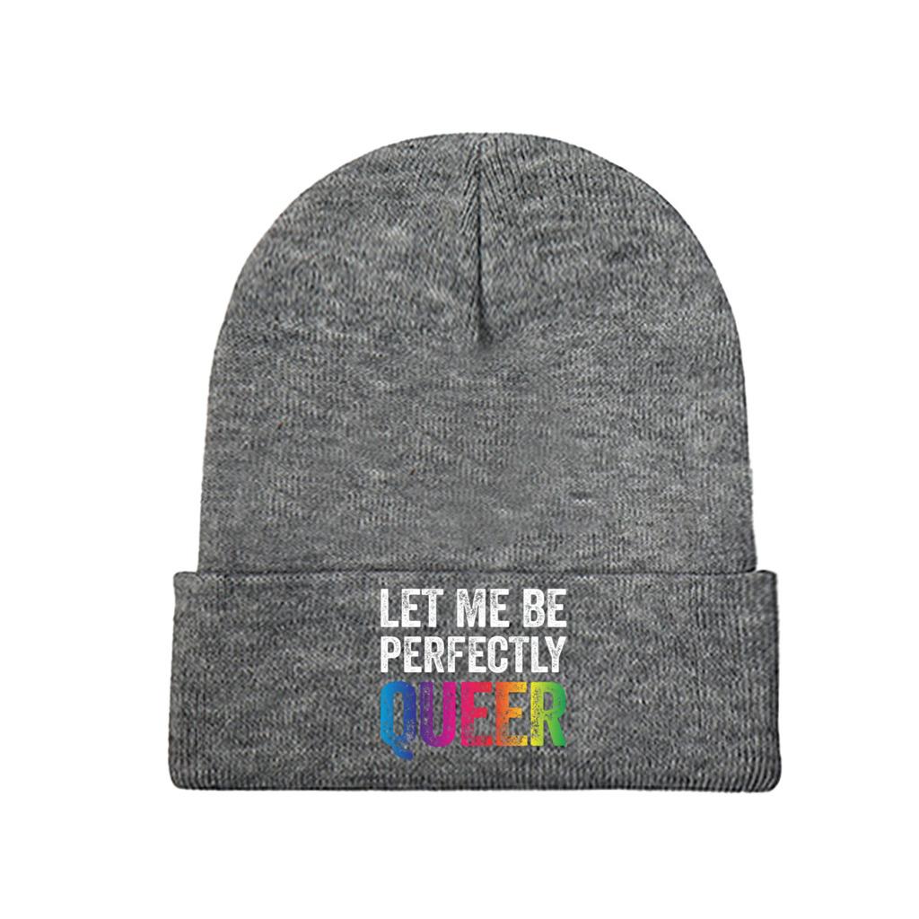 Let Me Be Perfectly Queer Gay Pun LGBT Lesbian Gay Bisexual Transgender Knitted Hat for Women Unisex Beanies Winter Hats Melon Cap