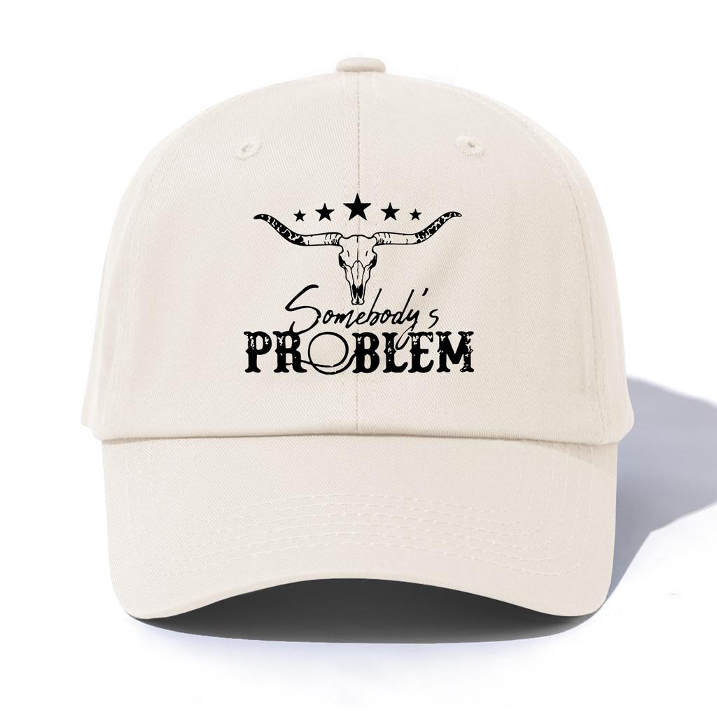 Pc SOMEBODYS PROBLEM Print Baseball Cap for Adults Minimalist Retro Style Casual Soft Adjustable Dad Hat Perfect As Gift