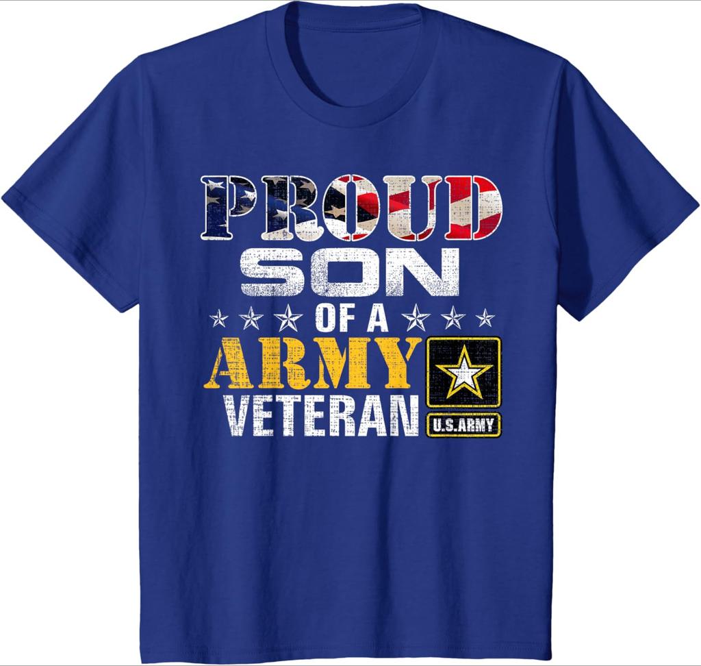 Proud Son Of A Army Veteran American Flag Military design100 cotton summer casual Oneck short sleeve printed mens Tshirt