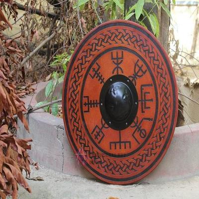 Royal Handicraft Viking Shield Roleplay Cosplay položka: Středověký keltský dřevěný vyřezávaný znak revizora