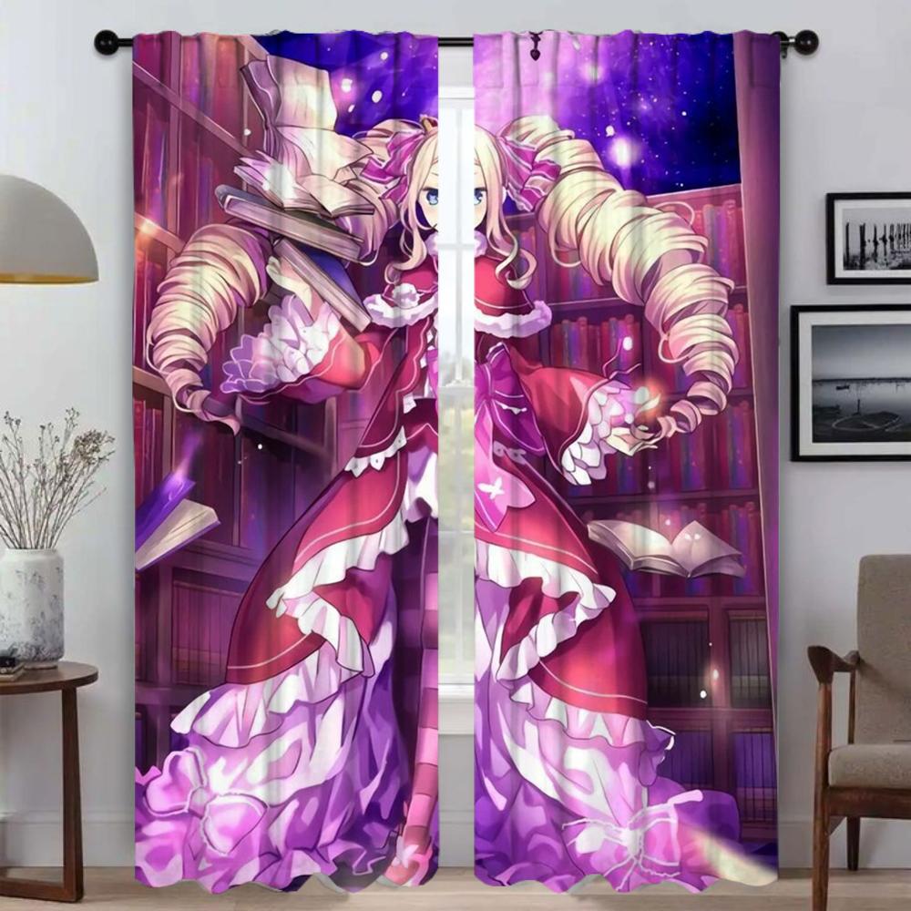 Curtains for Bedroom Re-zero Shades Window Curtain for Room 2 Panel Partition Home Interior Curtains Halloween Decoration Living