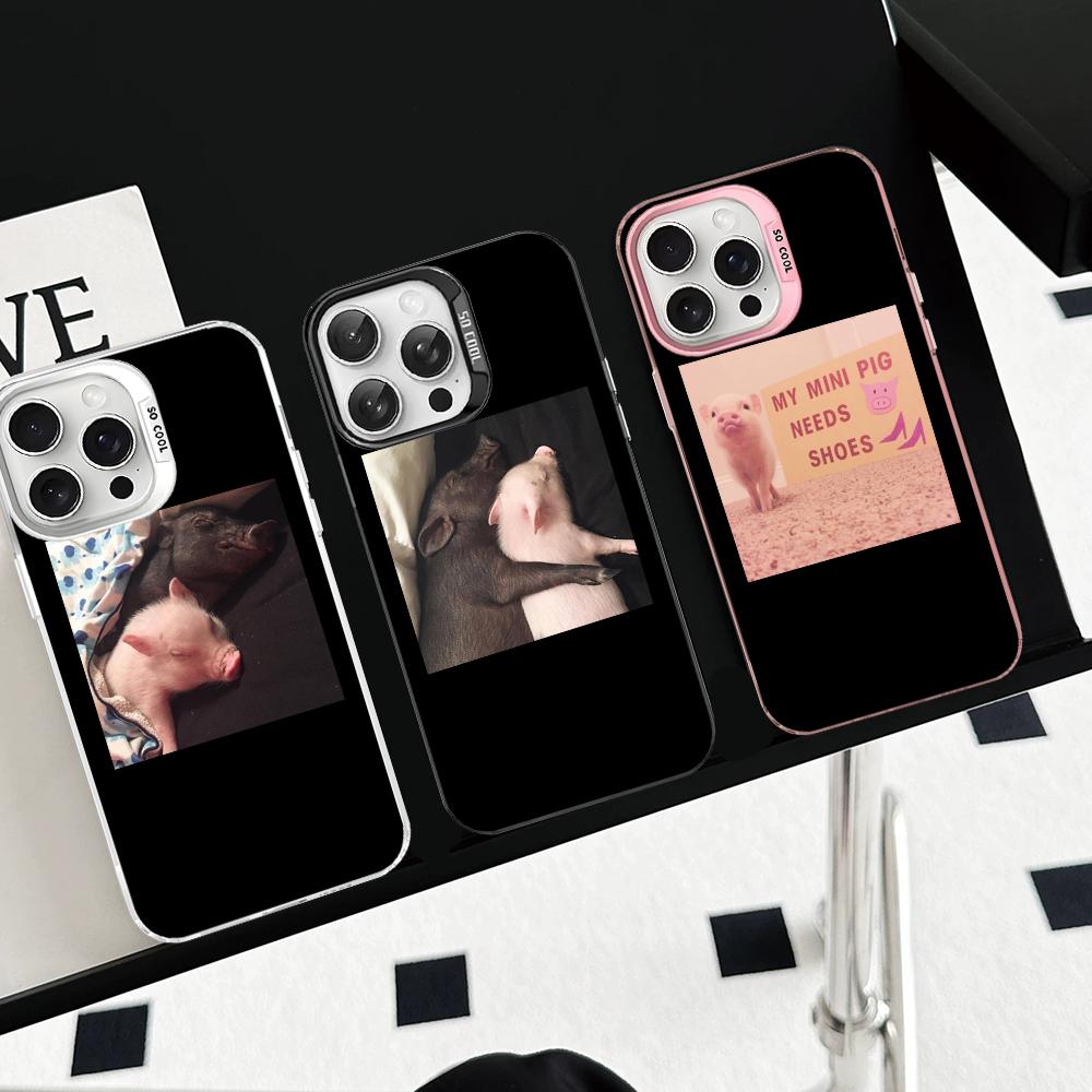 Funny Cartoon Pig Phone Case For IPhone 16 15 14 13 12 11 Pro Max X XR XSMAX 8 7 Plus Matte Shockproof Back Cover