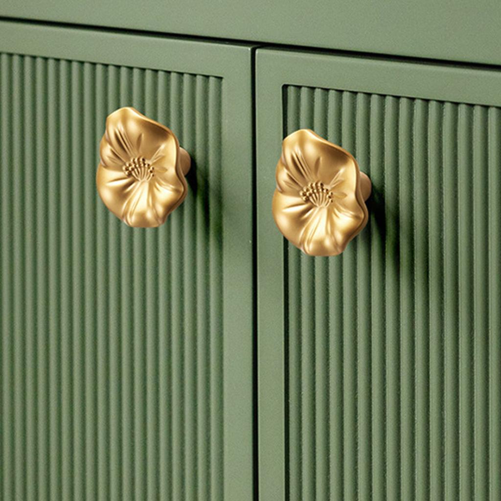 French Style Petal Cabinet Handles Zinc Alloy Single Hole Pulls for Wardrobe Drawer Kitchen Cabinet Decor 1pcs