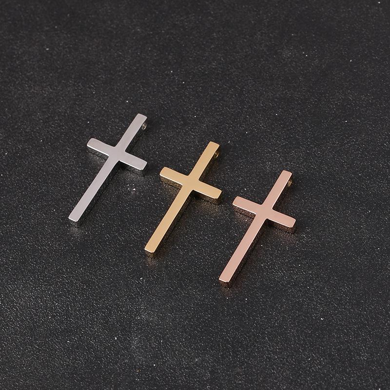 Stainless Steel Mirror Cross Pendant 30x15mm - Fashion DIY Jewelry Accessory