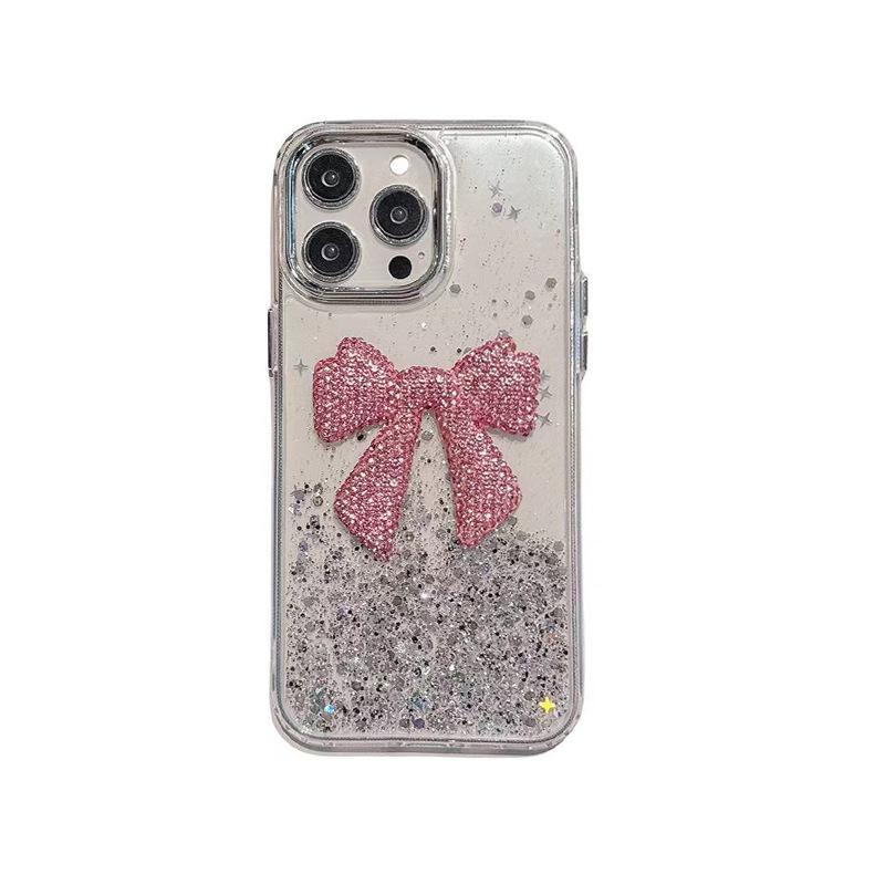 Brokatowa cekinowa motylkowa przezroczysta klejowa obudowa na telefon dla Apple 17 model damski dla iPhone 16 lekki luksus 15 moda damska