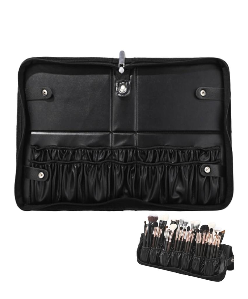Makeup Brush Holds 40 Makeup Freestanding Brush Cosmetic PU Leather S.fields.inc Pouch, Brushes, Stand, Case,