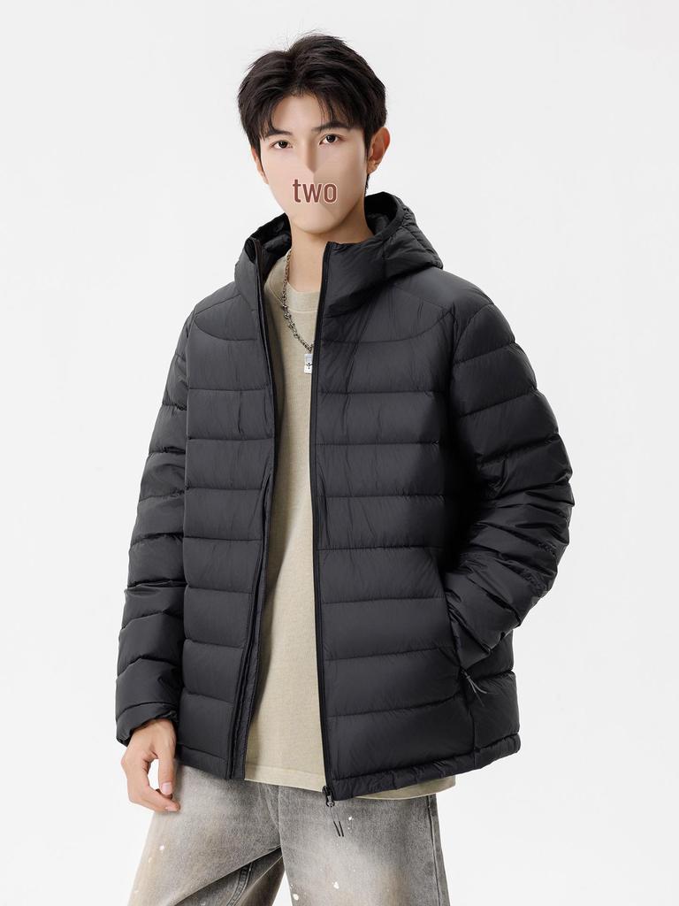 Men's 2025 High-End Lightweight Down Jacket - 90% White Duck Down, Short Hooded Winter Outerwear.
