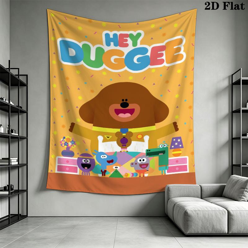 Hey Duggee Wall Tapestry Aesthetic Wall Hanging Printed Fabric Blanket Decorative Tapestries for Bedroom Living Room Home Decor
