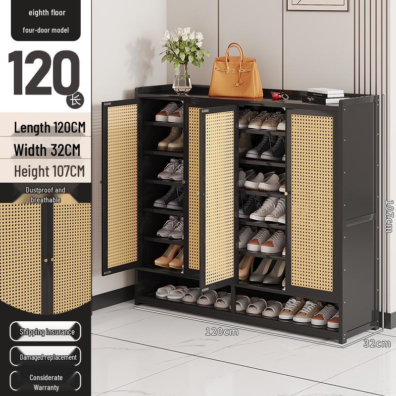 Japanese Rattan Dustproof Shoe Cabinet - Compact, Large-Capacity Entryway Storage Rack