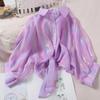 Gradient Purple Chiffon Shirt Women's Thin Coat Loose Long-sleeved Cardigan Sunscreen Shirt Casual Top Sweet Fashion New Style