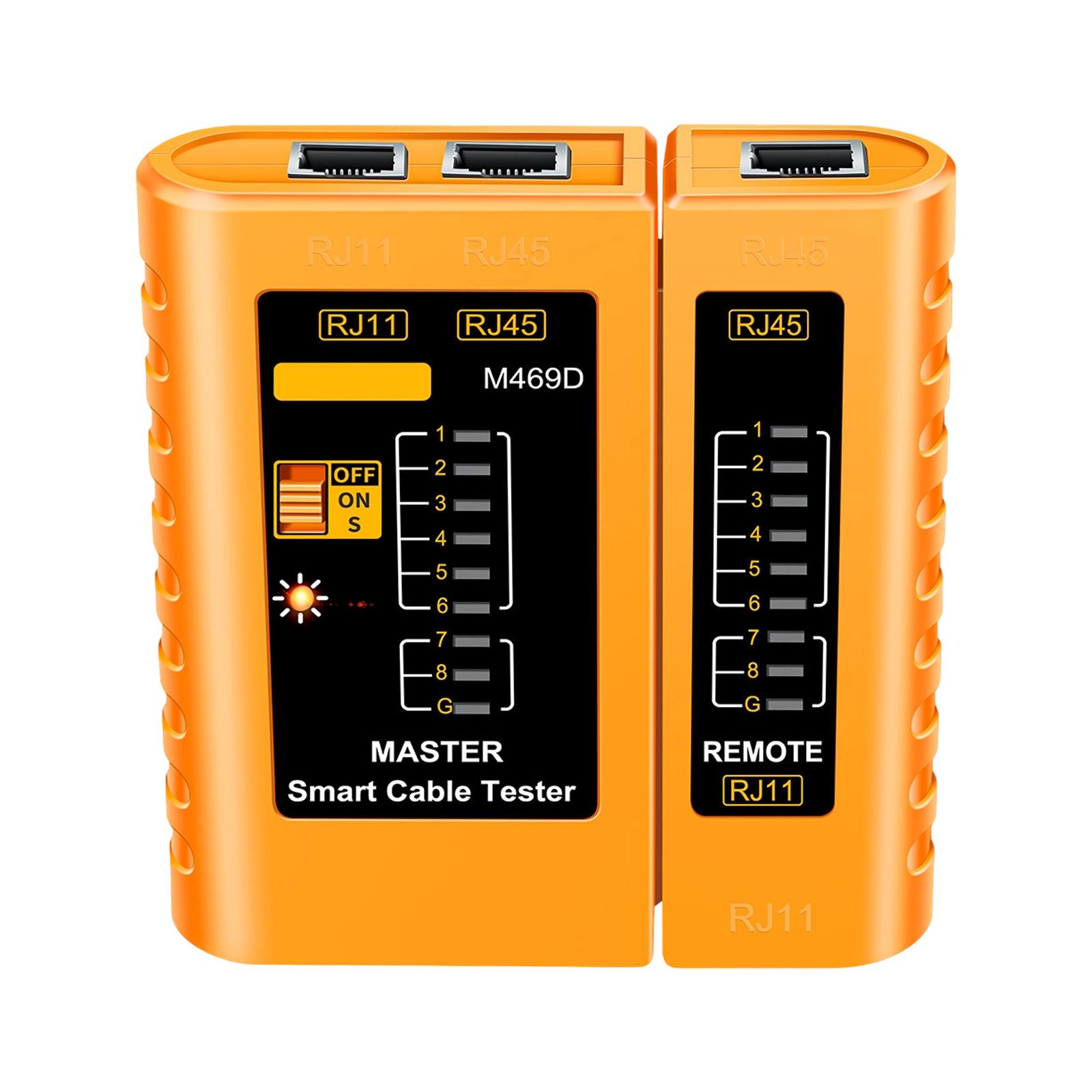 Профессиональный M469D RJ45 Кабельный Lan-тестер Сетевой Кабельный Тестер RJ45 RJ11 RJ12 CAT5 UTP LAN Кабельный Тестер Сетевой Инструмент оранжевый