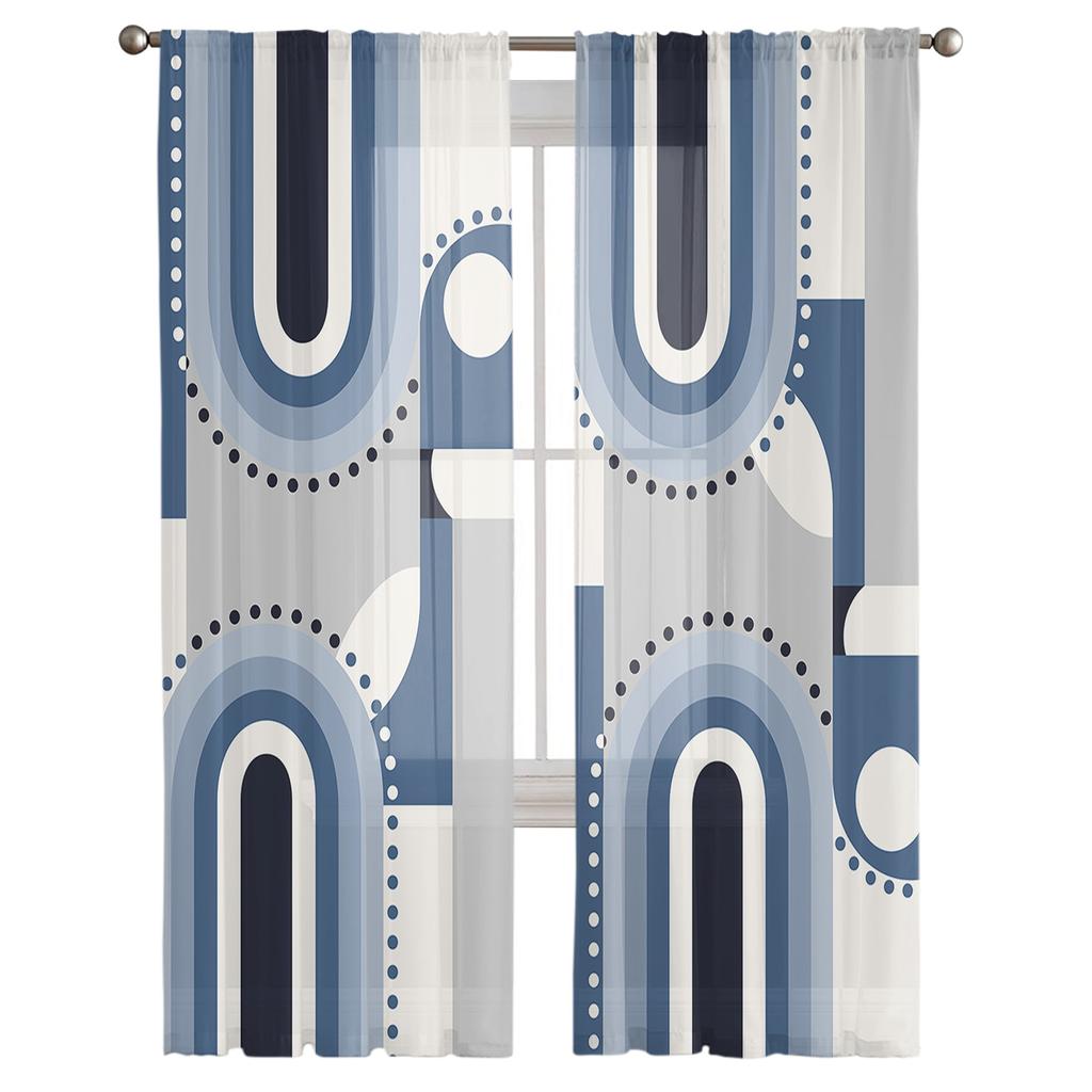 Abstract Colors In Medieval Geometry Voile Sheer Curtains Living Room Window Tulle Curtain Kitchen Bedroom Drapes Home Decor