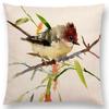 Watercolor Birds Series Cushion Cover Goldfinch Chickadee Cardinal Kingfisher Prints Pillow Case