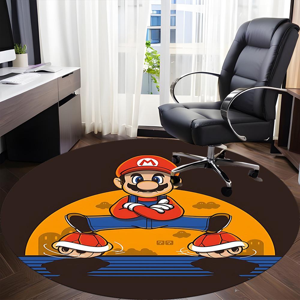 1pc Mario Bros Office Round Area Rug, Under Office Chairs Bedroom Living Room Home Decor, Available In Various Sizes