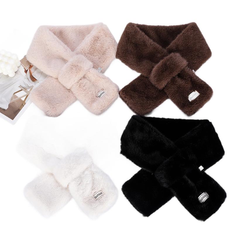 Korean Style Plush Faux Fur Snood: High-End, Thickened Luxury Scarf for Winter