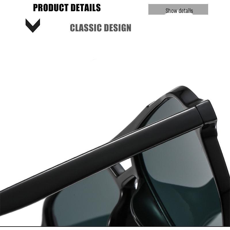 Trendy Retro Double Beam Sunglasses for Women - Large Frame, Ocean Lens, European & American Style