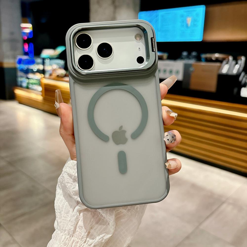 KEYSION Metall-Objektivständer Handyhülle für MagSafe für iPhone 17 Pro Max 17 Air Magnetisch Transparent Matt PC+TPU Stoßfeste Hülle