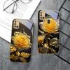 Elegant Golden Rose For Samsung A 31 32 A33 A34 35 14 A15 13 A16 25 26 50 52 53 54 55 56 70 71 72 73 Golden Glass Phone Case