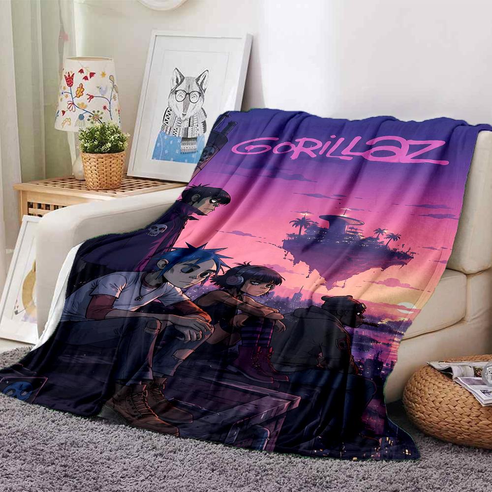 1pc Blanket - Gorillaz band Print Design,Lightweight Blanket for Sofa,Bed- Soft &Warm,Gift for All Seasons