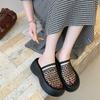 New Summer Design Mesh Hollow Breathable Bag Head Half Slippers Women's Thick-soled Roman Muffin Shoes Sandals