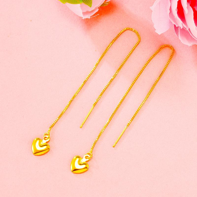 Cercei imitație aur nisipiu de înaltă calitate: Design cu ciucuri de lungă durată pentru femei, Accesorii din cupru transfrontaliere