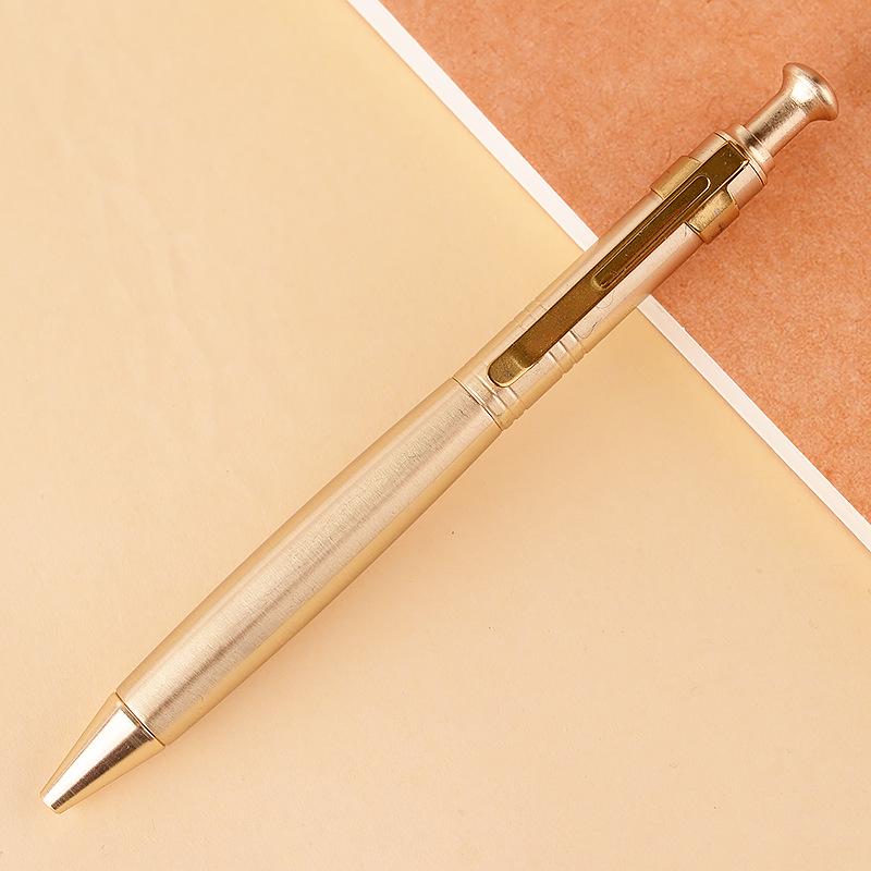 Gold Brass Push-Button Ballpoint Pen with Clip - Elegant Signature Pen for Office & Business Gifts