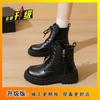 Thick-soled Martin boots women's British style autumn new side zipper small round head low-top short boots