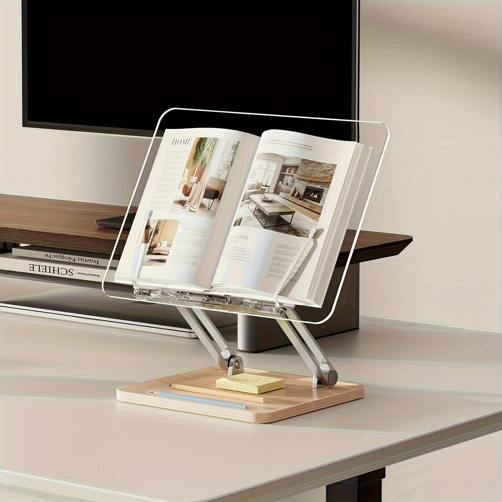 Adjustable Acrylic Reading Stand - Multi-Angle Desktop Holder for Books, Tablets, Laptops & Writing Boards,Transparent Bookstand