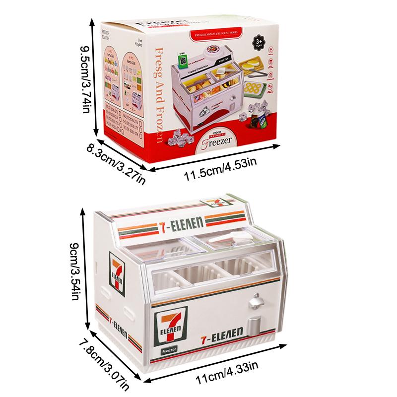 1/12 Domeček pro panenky Miniaturní Supermarket Horizontální Mrazák Model Panenka Domácí Lednice Nábytek Dekor Mikro Scéna Foto Rekvizity
