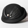 French Silk Linen Beret Women Australian Wool Felt Hat Pearl Accents Designer Winter Socialite Chic Hat