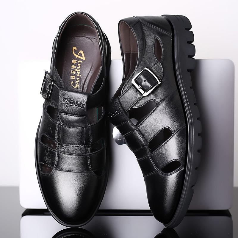 Summer New Luxury Brand Roman Sandals Soft Soled Hollow Out Leather Shoes Business Formal Brown Sandals Casual Breathable Shoes