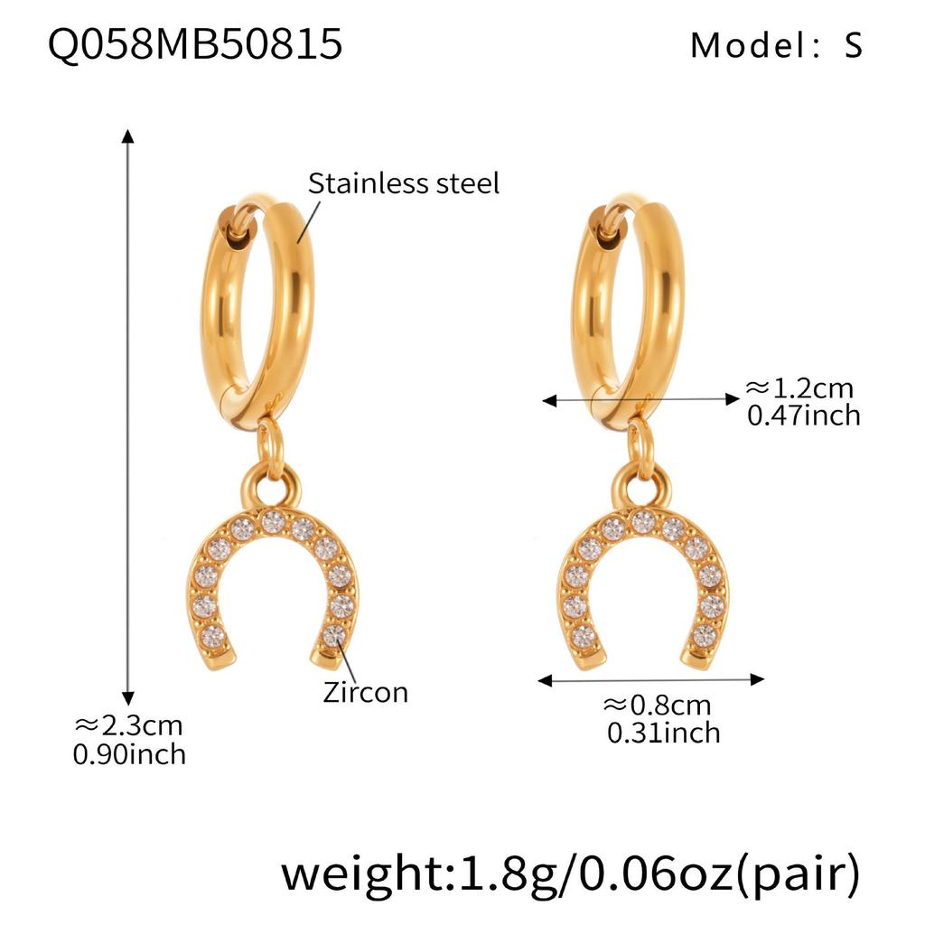 Oumaijia Diamond Horseshoe Buckle Ear Cuffs: Trendy Stainless Steel Earrings