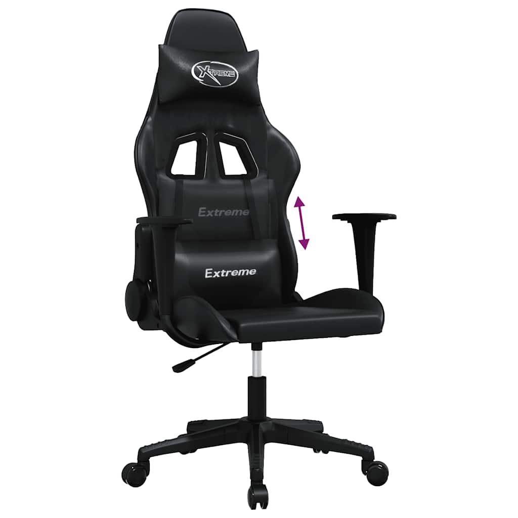 Vidaxl Gaming Chair, Black, Faux Leather
