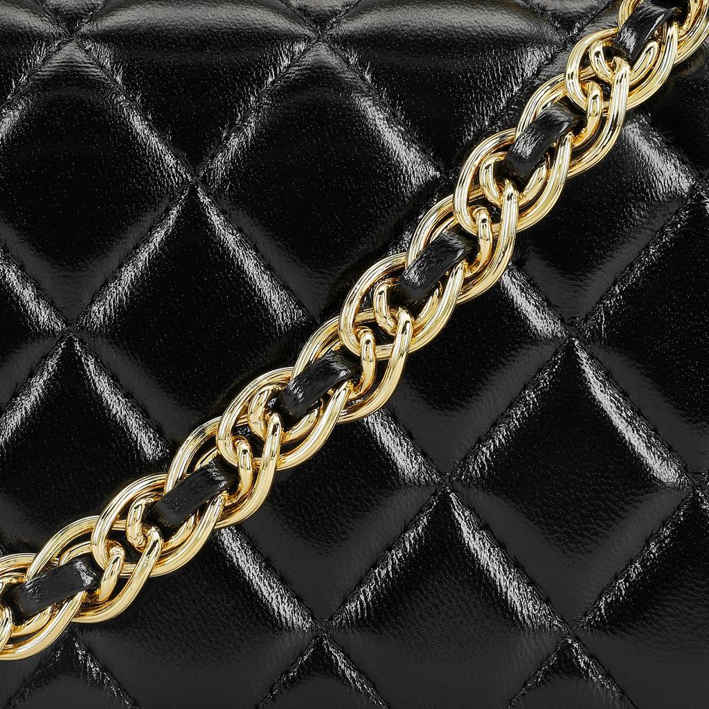 Chanel Classic Flap CF 23A Vintage Handle Diamond Quilted Polished Lambskin Embossed Buckle Leather Chain Women's Regular Shoulder Crossbody Bag Black