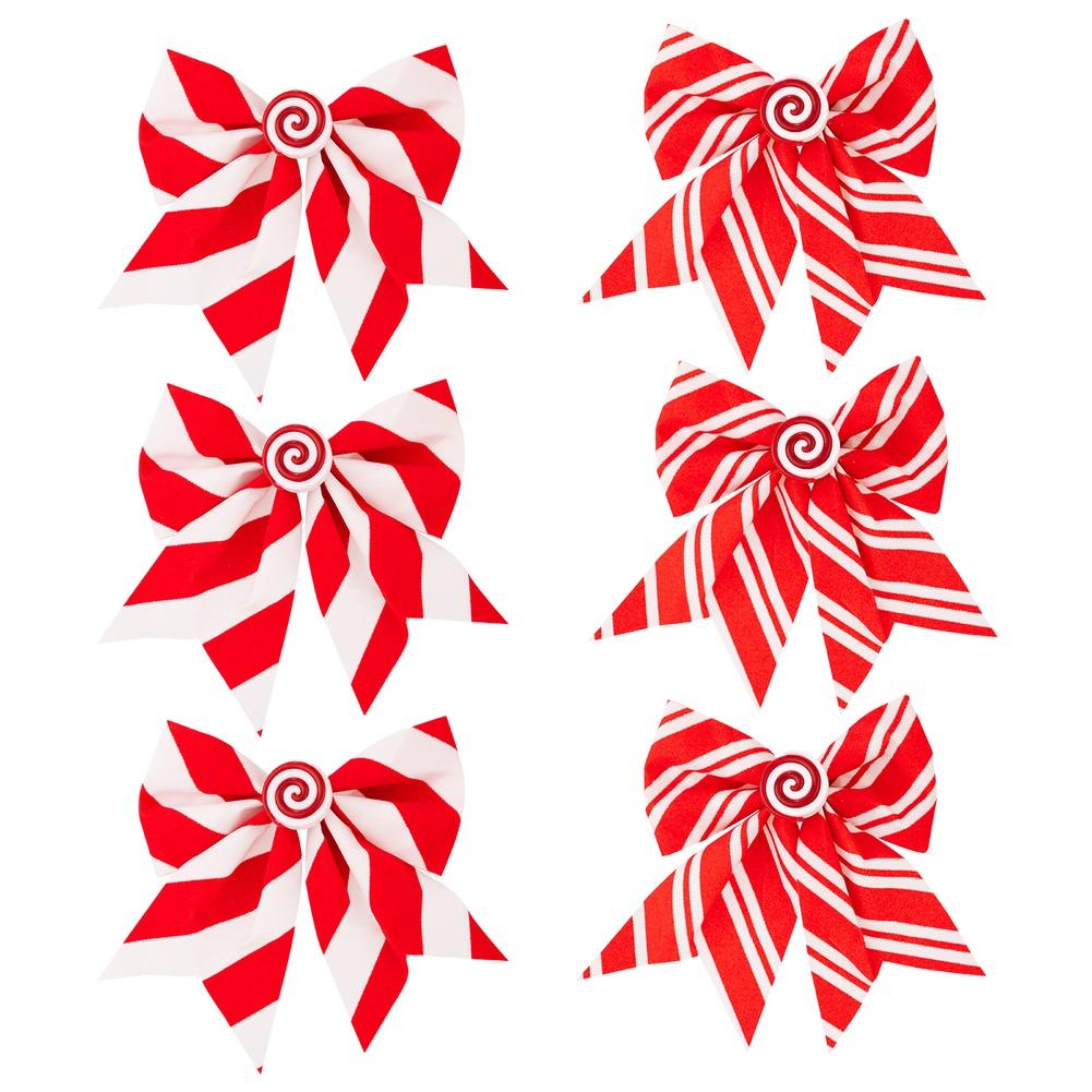 Christmas Celebration Christmas Bow Ornament Pinstripe And Thick Stripe Red And Light Stripes Rustic Aesthetics