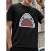 European Size Men's Shark Bite Graphic Print Round Neck T-Shirt - Turquoise Casual Streetwear Summer Beach Vacation Essential, Machine Washable