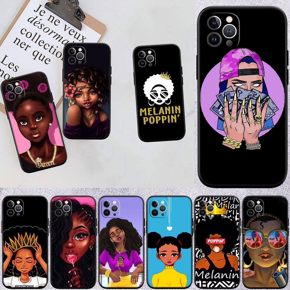 CJ88 Poppin Black Girl Soft Shell Phone Case for Xiaomi Poco C40 C50 C51 C55 C65 C71 C75 F3 F5 F6 F7 M2 M3 Pro Ultra