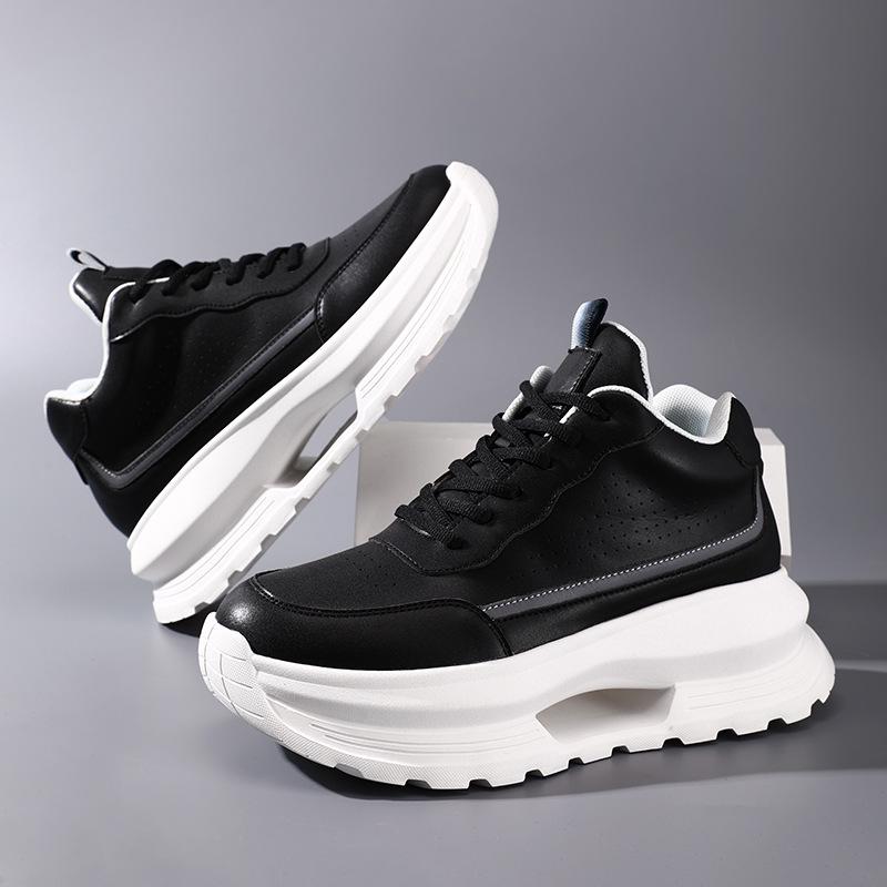 8CM Height Increasing White Dad Sneakers, Thick Sole Retro Casual for Spring and Autumn