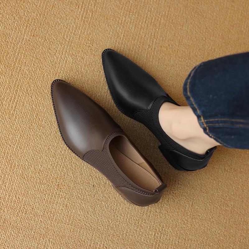 Fashion Women's new pointed leather cowhide comfortable oversized Oxford deep mouth single shoe with a medium heel