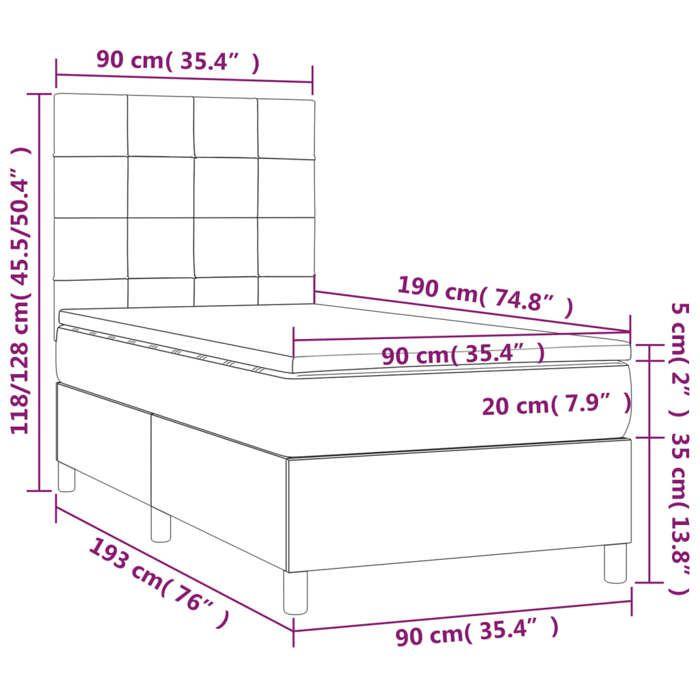 VidaXL Slat Bed Base with Mattress and LEDs, Upholstered Bed, Single Bed, Adult Bed for Interior Bedroom, 3134840
