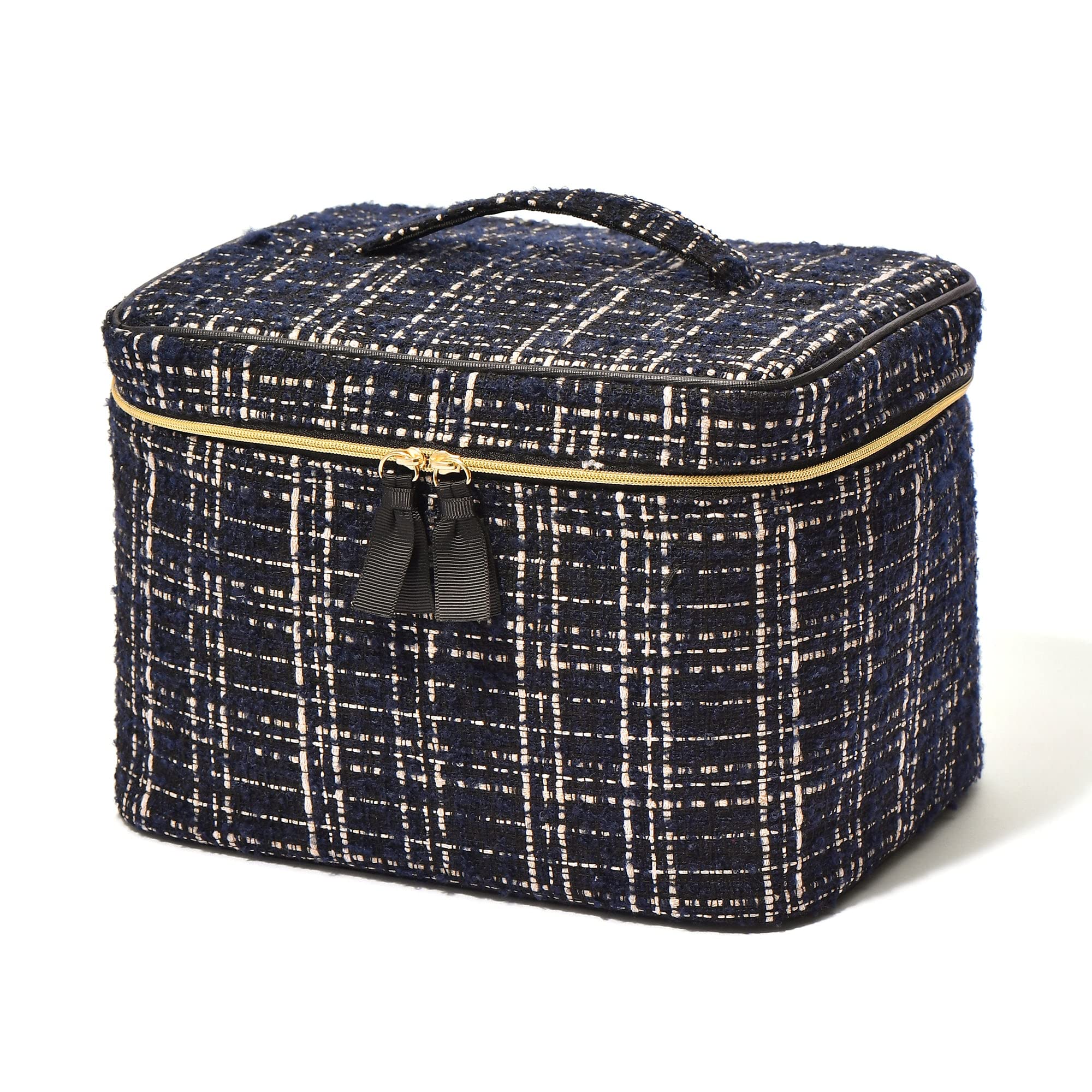 

Francfranc Tweed Vanity Pouch, Black, Large, Makeup Box, Cosmetic Pouch